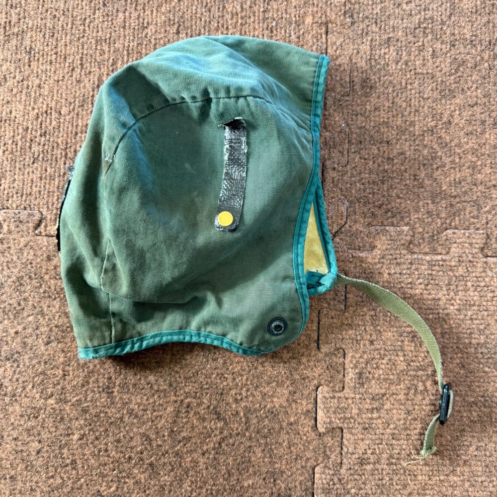 Vintage Military Cold Weather Hood Olive Drab Green Fleece Lined Flight Tanker